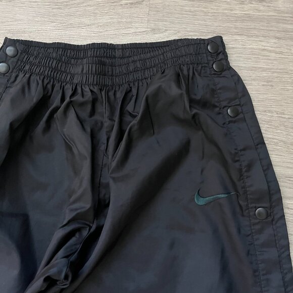 Vintage Nike Windbreaker Pants Youth M 10-12 Black Button Snap - Picture 1 of 4